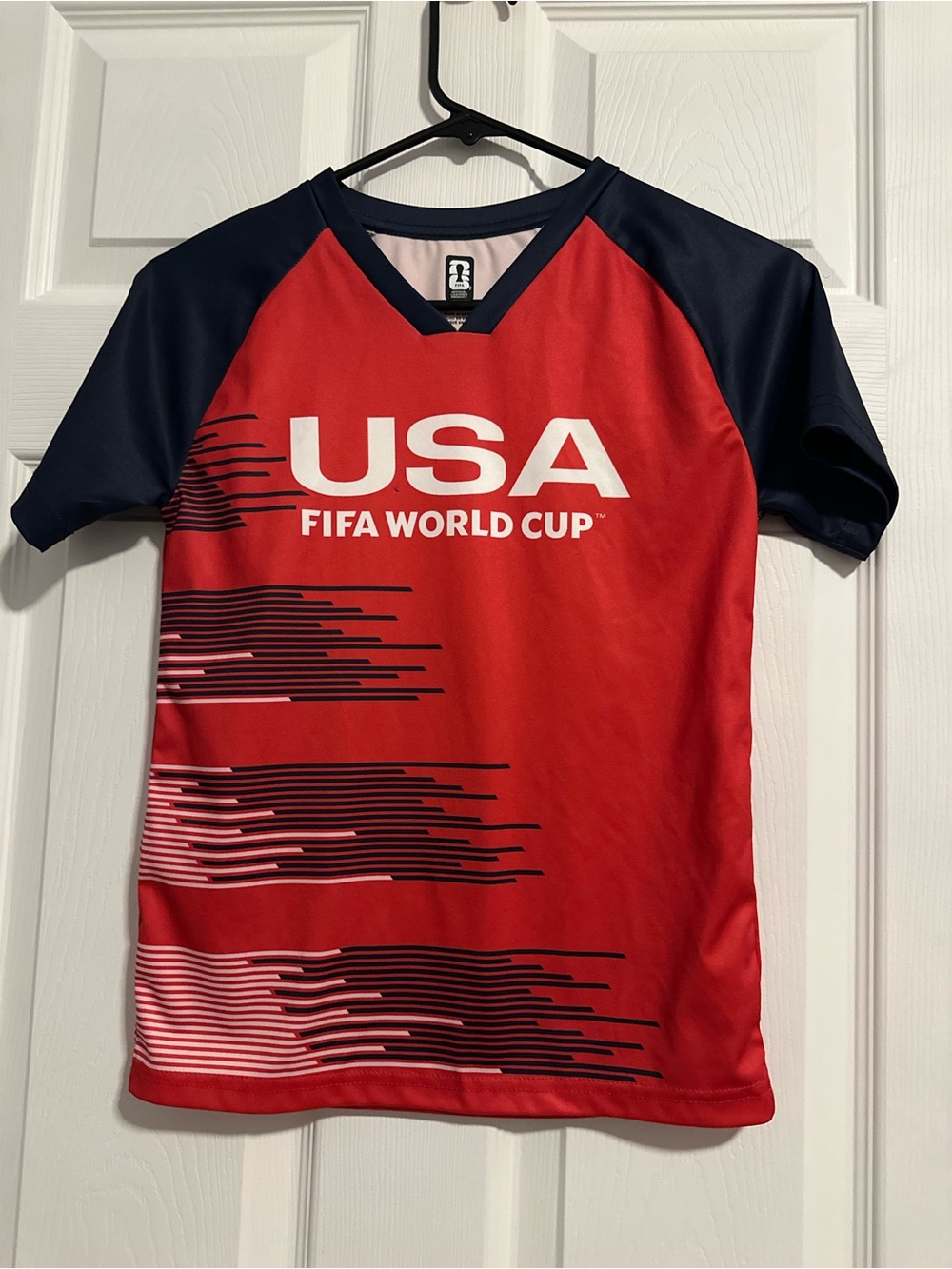 USA FIFA World Cup Kids Red Soccer Jersey with Navy Accents